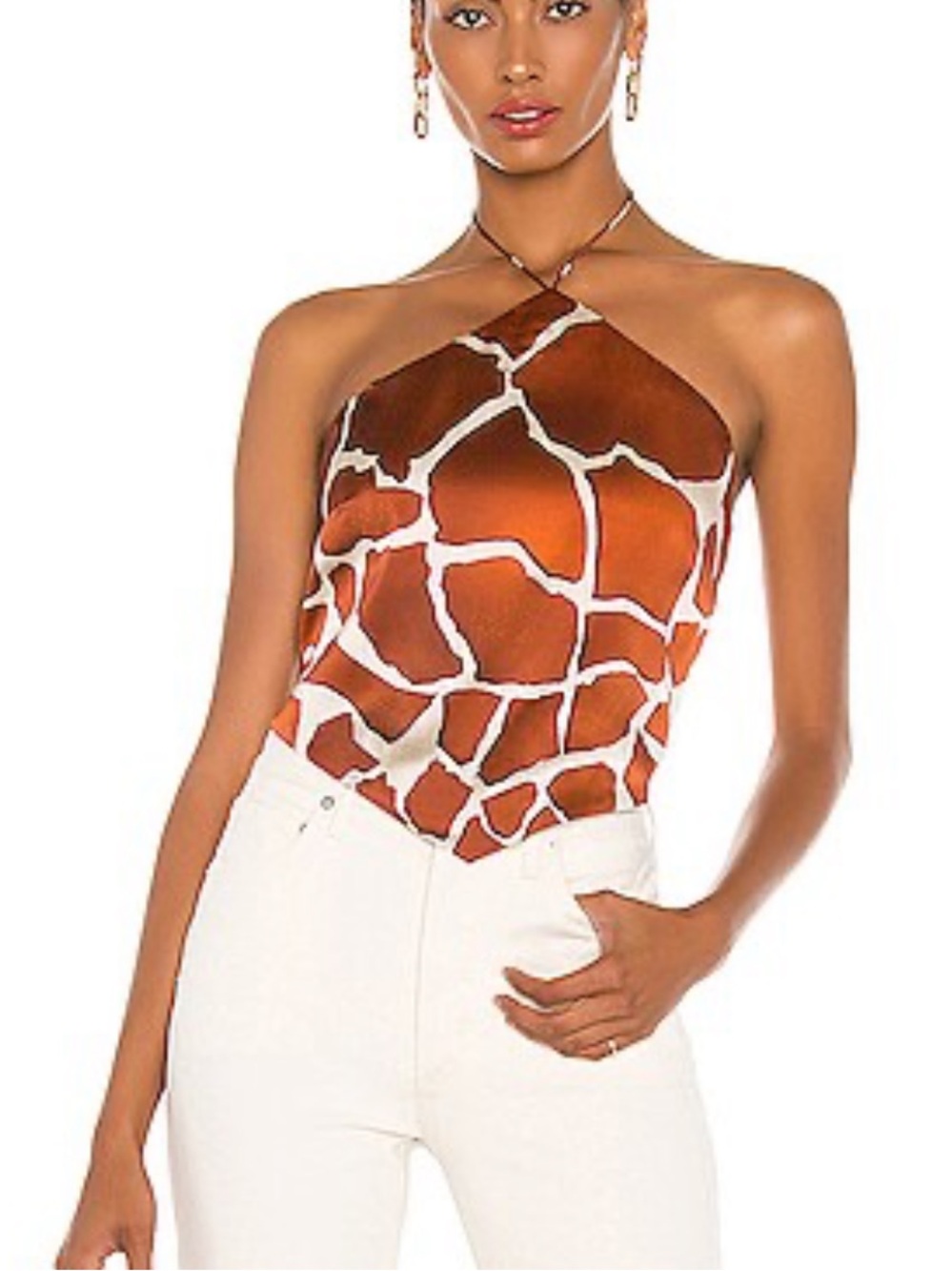 Retrofete Giraffe Print Bandana Top - Rust & Cream